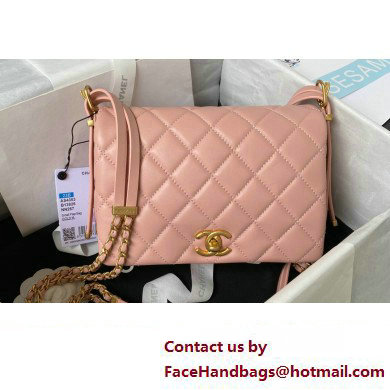 Chanel Lambskin  &  Gold-Tone Metal Small Flap Bag AS4353 Pink 2023